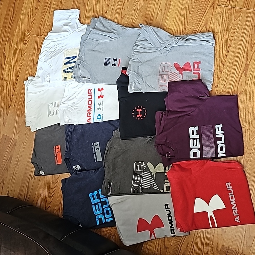 13 Men's Small UA tshirts (1 long sleeve tee)
